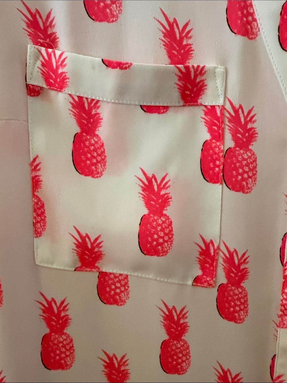 Express Sheer Pineapple Print Blouse - Hot Pink on White - Picture 4 of 6
